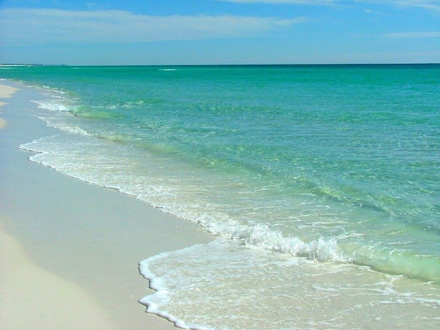 view of water feature featuring a view of the beach