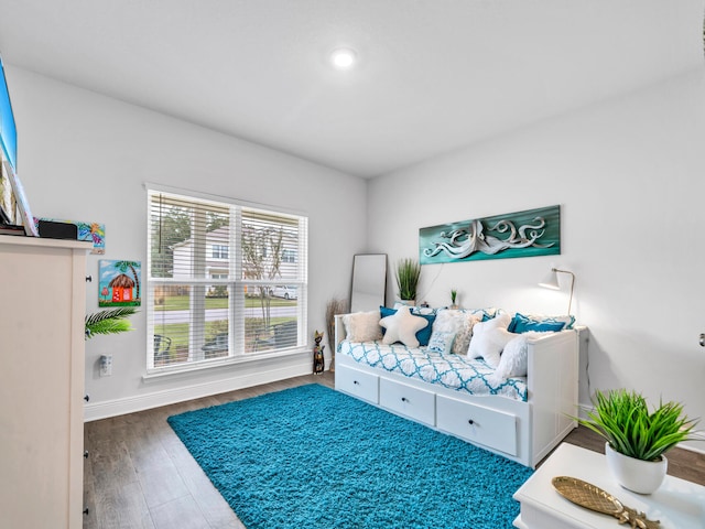 bedroom featuring dark wood-type flooring