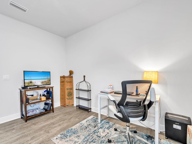 office area featuring wood-type flooring