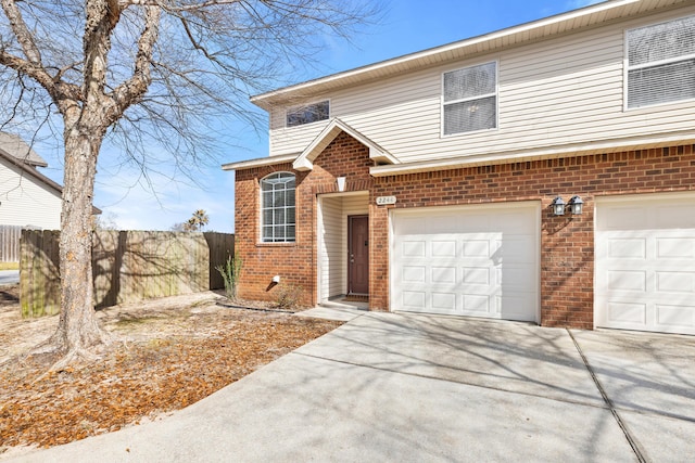 view of front property with a garage