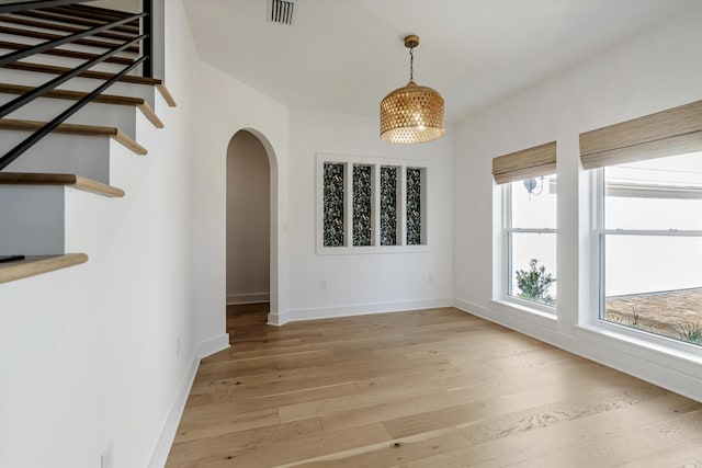 unfurnished room with light wood-type flooring and plenty of natural light