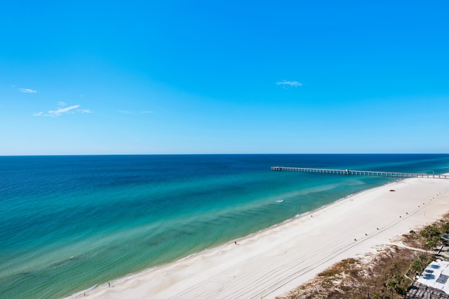 property view of water with a beach view