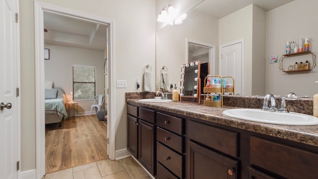 bathroom featuring wood-type flooring and vanity