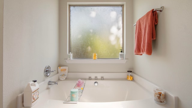 bathroom with plenty of natural light and a tub