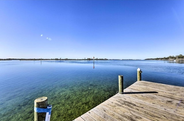 view of dock featuring a water view