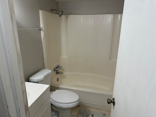 full bathroom featuring tile patterned floors, vanity, shower / bath combination, and toilet