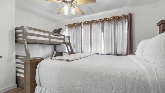 17709 Front Beach Rd Unit 2, Panama City Beach, FL 32413 - bedroom with hardwood / wood-style floors and ceiling fan