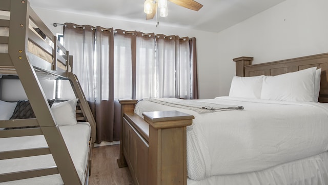 17709 Front Beach Rd Unit 2, Panama City Beach, FL 32413 - bedroom with light hardwood / wood-style floors and ceiling fan