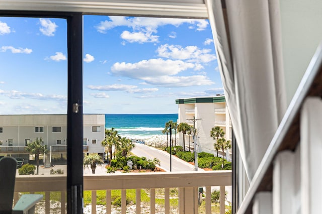 property view of water with a beach view