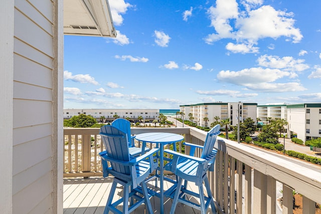 deck featuring a water view