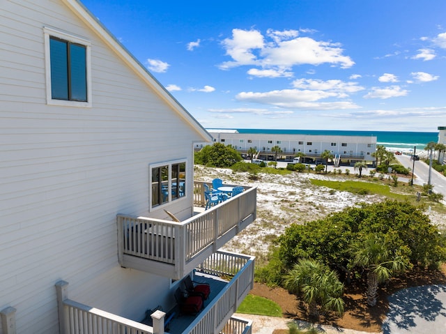 exterior space featuring a water view