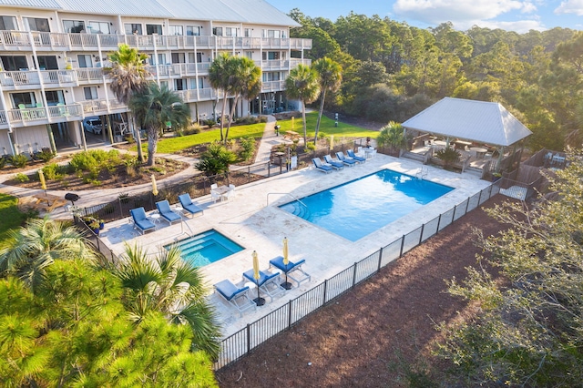 view of pool with a gazebo and a patio area