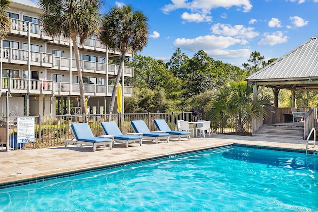 view of pool featuring a gazebo