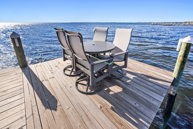 dock area with a water view