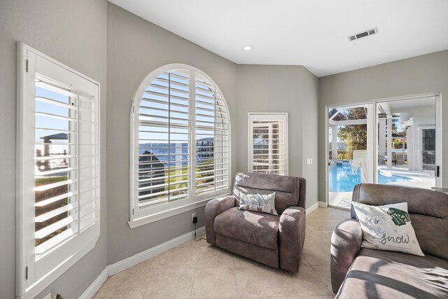 view of tiled living room