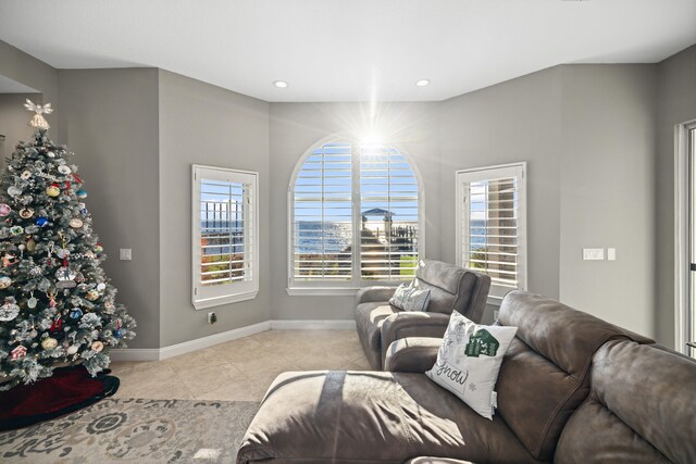 view of tiled living room