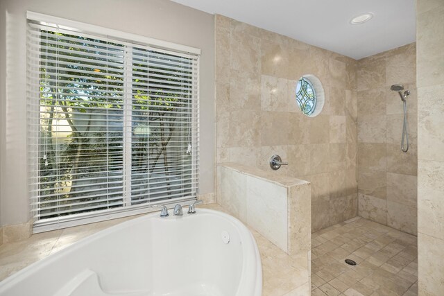 bathroom with independent shower and bath