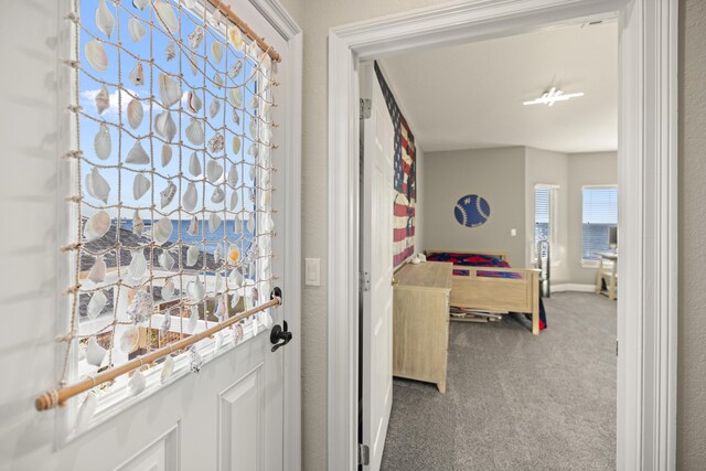 hallway featuring carpet floors