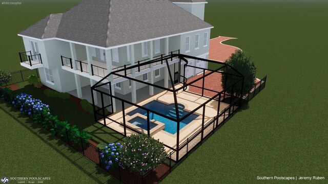 125 Emerald Rdg, Santa Rosa Beach, FL 32459 - view of pool featuring a patio, a pool with connected hot tub, and glass enclosure