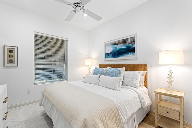 bedroom featuring ceiling fan