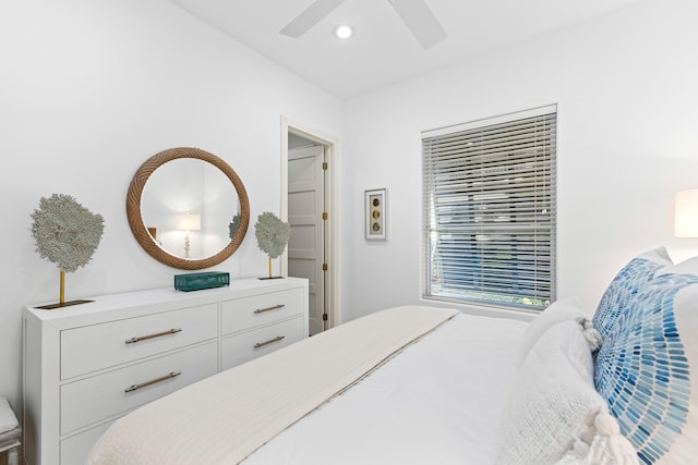 bedroom featuring ceiling fan