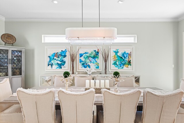 125 Emerald Rdg, Santa Rosa Beach, FL 32459 - dining area featuring ornamental molding, plenty of natural light, and recessed lighting