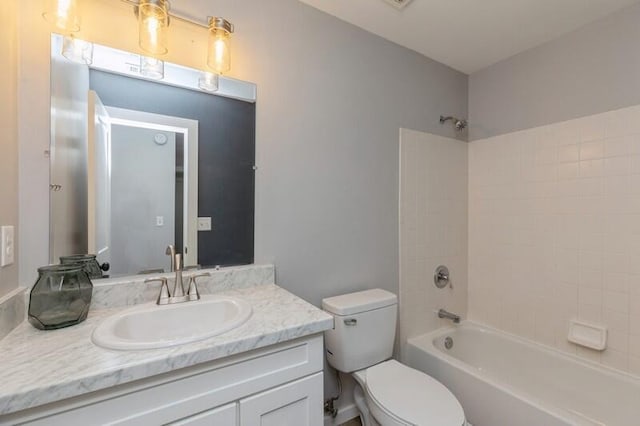 full bathroom with vanity, toilet, and shower / bathtub combination