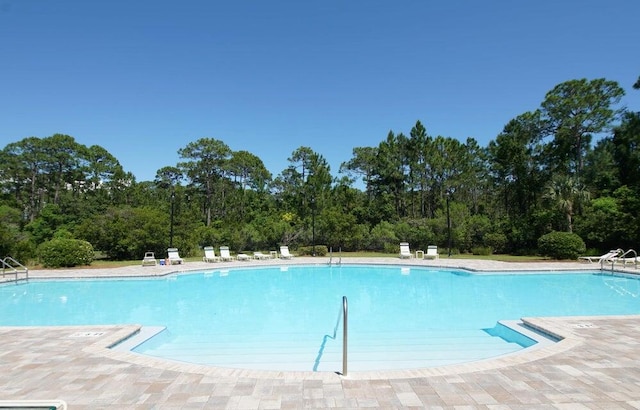 view of swimming pool with a patio