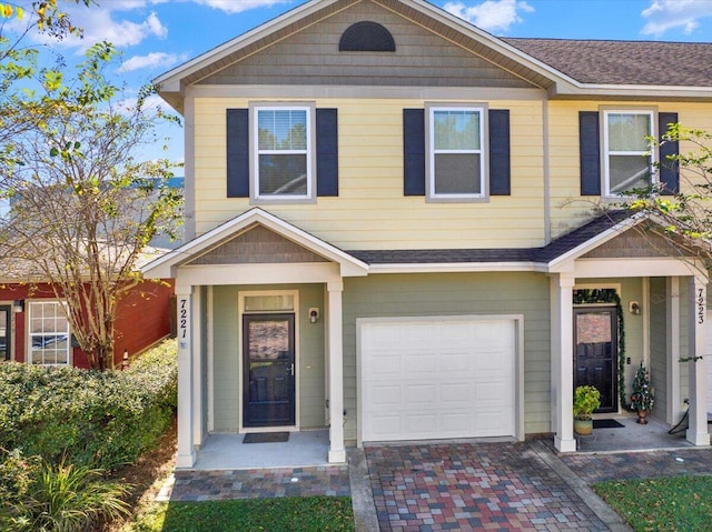 view of front of house with a garage