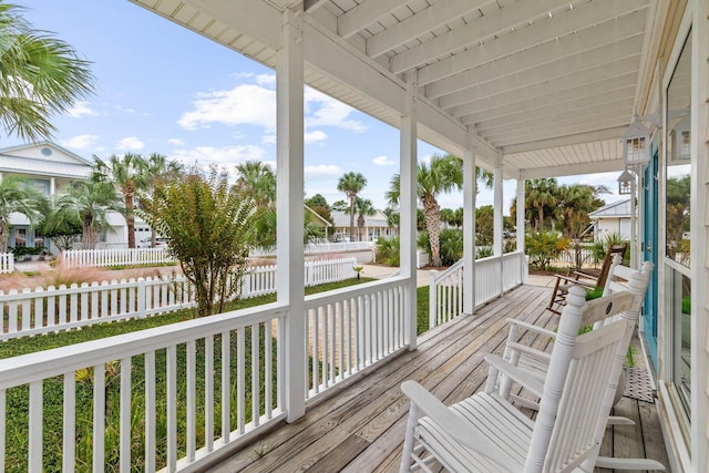 deck with a porch