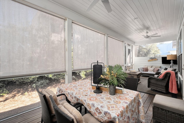 sunroom / solarium featuring wooden ceiling