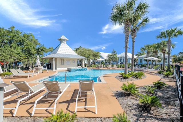 view of pool with a gazebo and a patio area