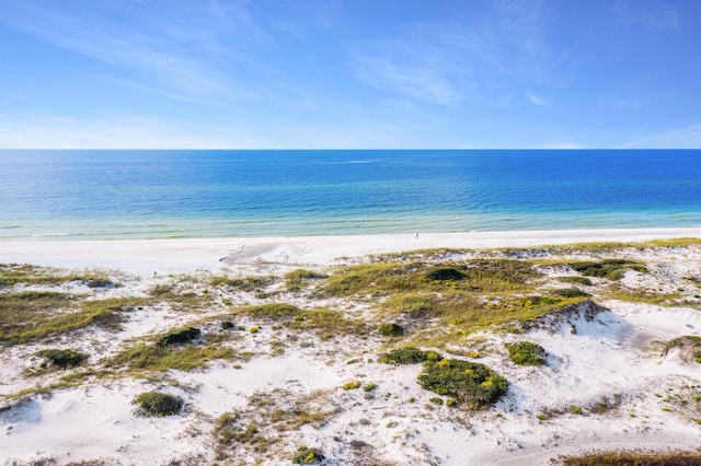 property view of water with a beach view