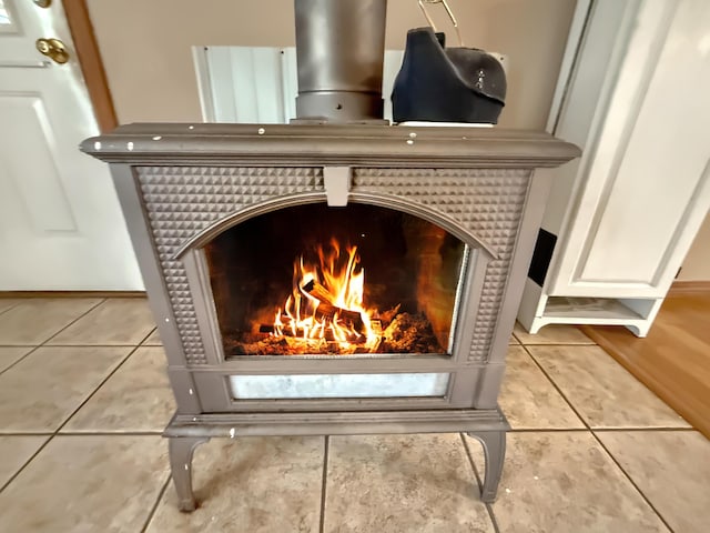 interior details featuring a fireplace