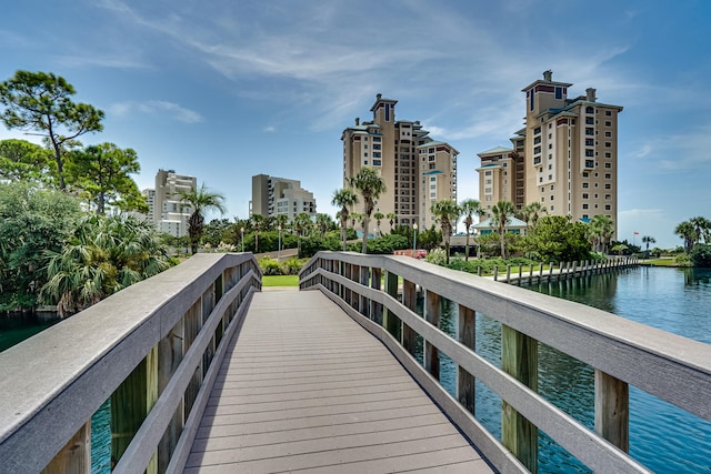 view of dock featuring a water view