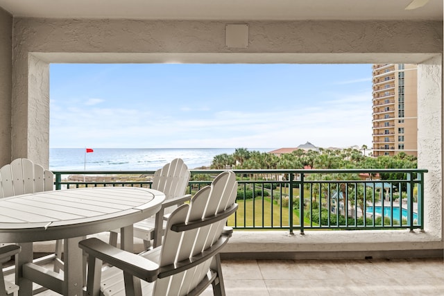 balcony with a water view