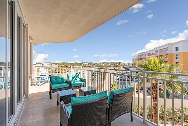 balcony featuring an outdoor living space