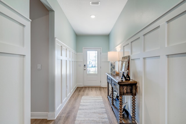 entryway with light wood-type flooring