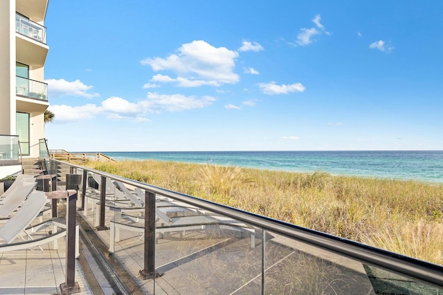 view of water feature featuring a beach view