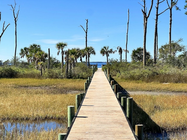 view of dock featuring a water view