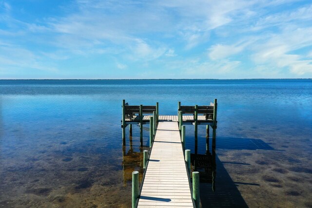 dock area featuring a water view