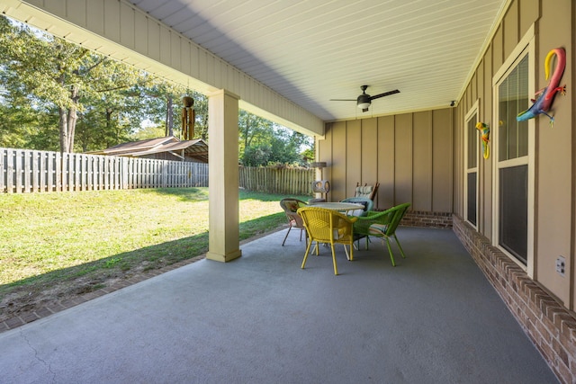 view of patio / terrace with ceiling fan