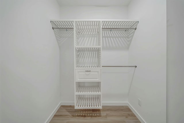 spacious closet with light hardwood / wood-style floors