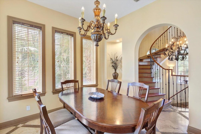 dining room featuring a chandelier