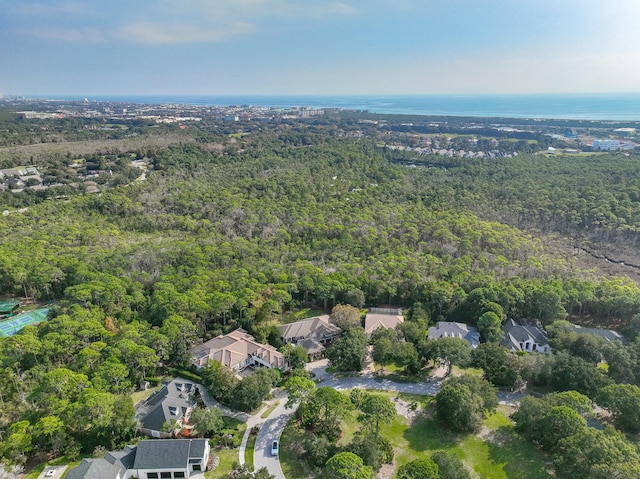 bird's eye view featuring a residential view and a view of trees