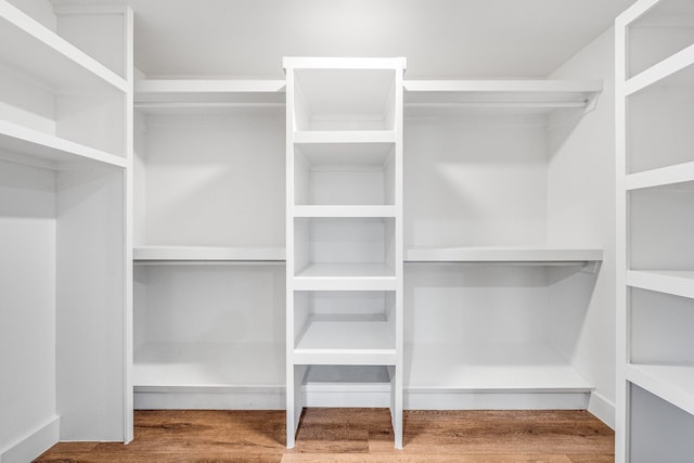 walk in closet featuring wood-type flooring