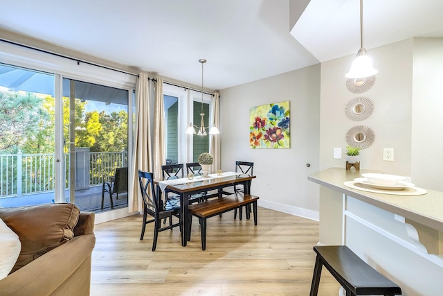 dining room with light hardwood / wood-style flooring