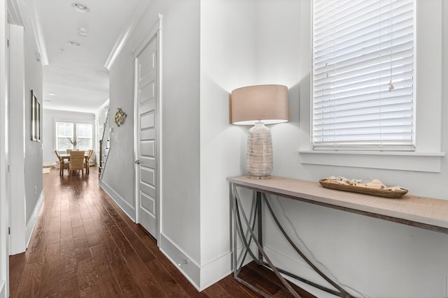 hall featuring dark hardwood / wood-style floors