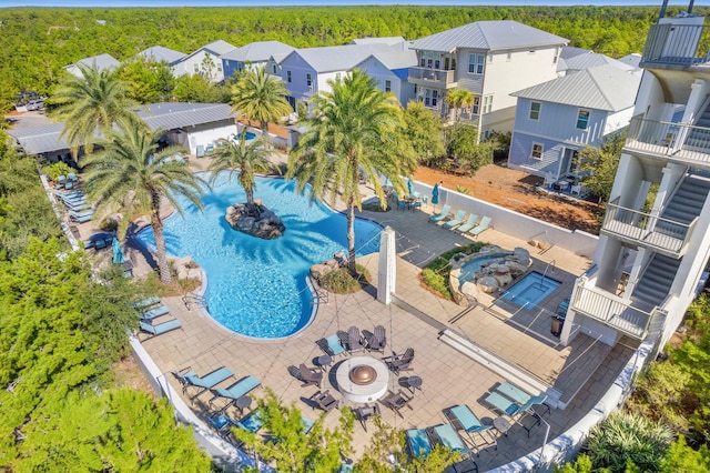 82 Gulfview Way, Santa Rosa Beach, FL 32459 - aerial view of residential area featuring a pool and a forest