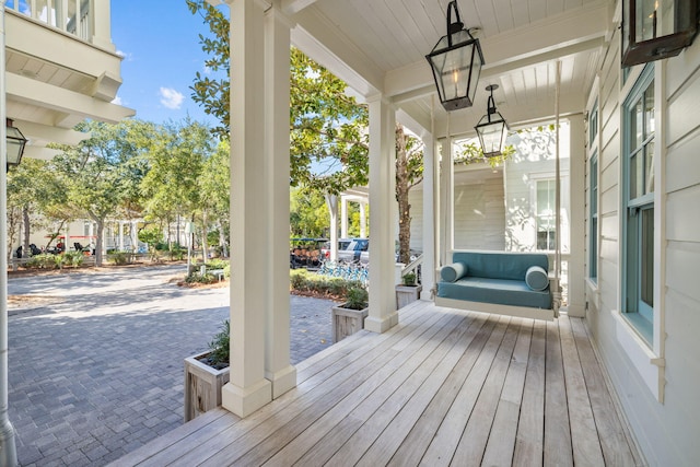 deck featuring a porch